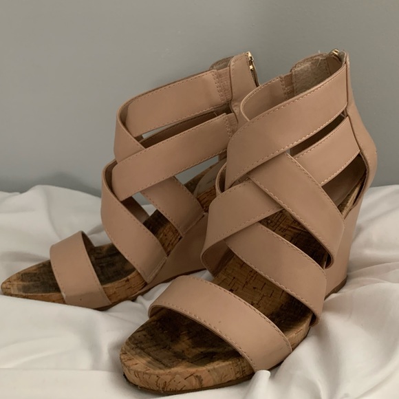BCBGeneration beige/pink wedge heels. Light used. - Picture 3 of 4